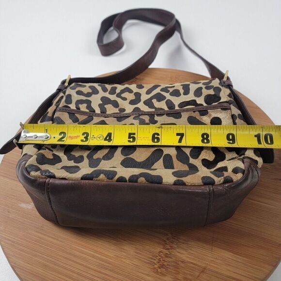 Tory Burch Leopard Crossbody City Bag Shoulder Bag Purse Brown Leather - Picture 9 of 16